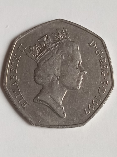 Inglaterra 1997. Moneda 50 Peniques. Reina Elizabeth. Mira!! (Usado)