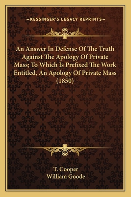 Libro An Answer In Defense Of The Truth Against The Apolo...