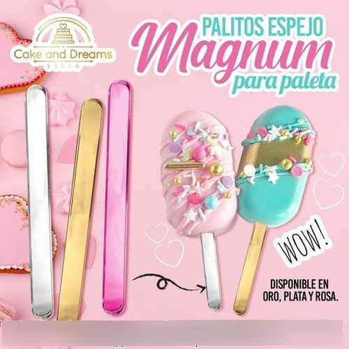 10 Palitos Espejo + Molde De Silicón Paletas Tipo Magnum 