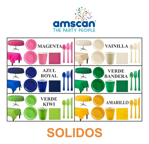 80 Platos De Plástico Grandes Desechable Colores Amscan Colores Amarillo