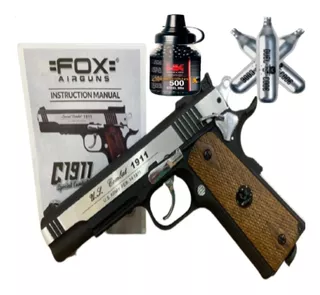 Pistola Co2 Fox Colt 1911 Metal Slide Aire Comprimido + Kit