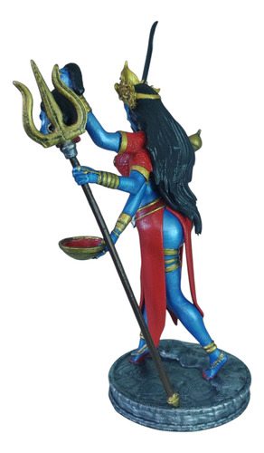 Estatua Diosa Kali 25cm Full Color Calidad Premium Azul Acero