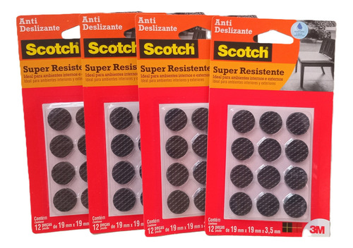Protetor Anti Deslizante Scotch 3m Redondo P Kit C/ 4 Packs