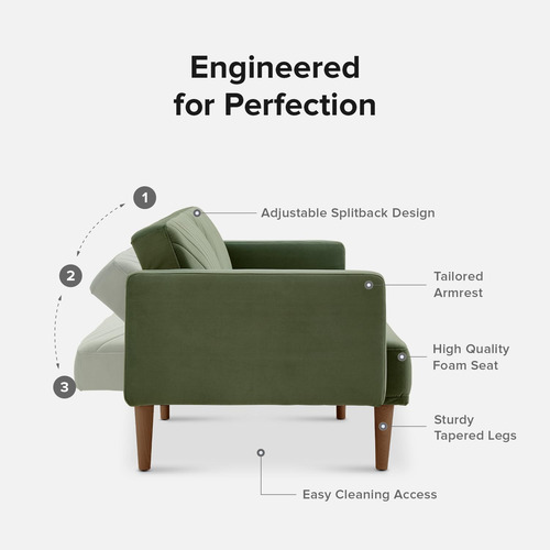 Sofá Cama Futón Moderno Verde Oliva Para Sala De Estar Verde Oliva Diseño De La Tela