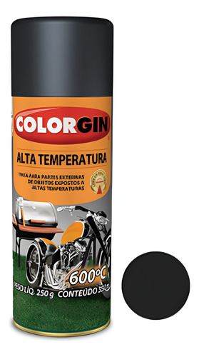 Spray Alta Temperatura 600°c Preto Fosco 350ml Colorgin