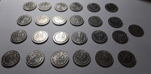 Lote De 25 Monedas De Argentina De 50 Ctvos De 1941.