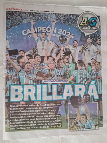 Diario Crónica Racing Campeón Sudamericana 2024. Usado (Usado)