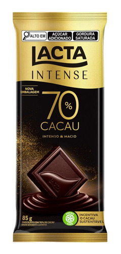 Chocolate 70% Cacau Lacta Intense Pacote 85g