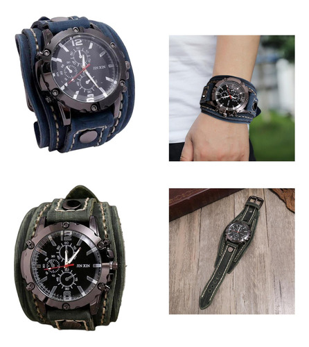 Reloj De Cuero Vintage Con Correa Ancha Y Números