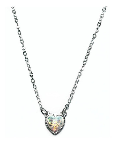 Collar Corazón Ópalo Plata Fina