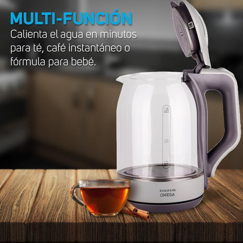 Hervidor Eléctrico De Vidrio Taurus Omega 1.8 L Con Luz Led