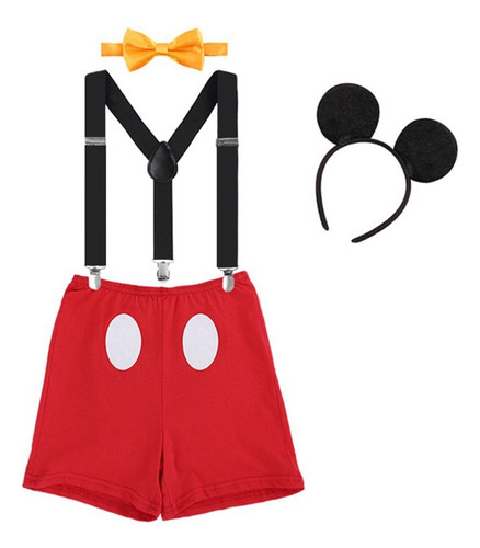 Disfraces De Mickey Mouse Para Bebés Niños Accesorios Para Fotos De Primer Cumpleaños Pajarita Con Tirantes 1