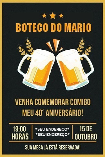 Convite Digital De Aniversário - Festa Cerveja Chopp Boteco
