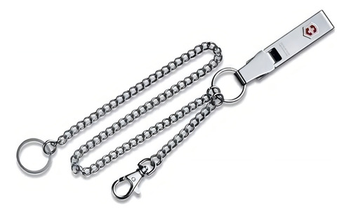 Chaveiro e anel de mosquetão de aço Victorinox, cor cinza