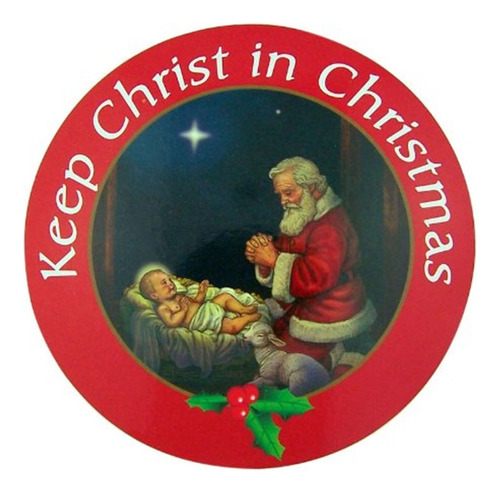 Keep Christ In Christmas Adoring Santa Auto Magnet - Vinil