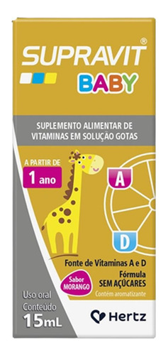 Supravit Baby A E D Gotas 15ml Sabor Morango Hertz