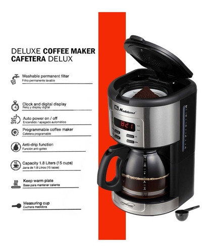 Cafetera De Goteo Deluxe Koblenz Ckm-215 Programable Para 15