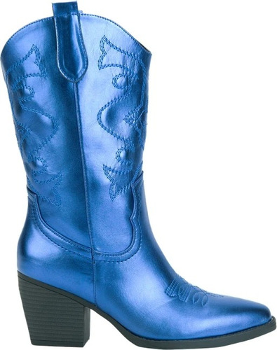 Bota Azul Metálica Para Dama  1085454