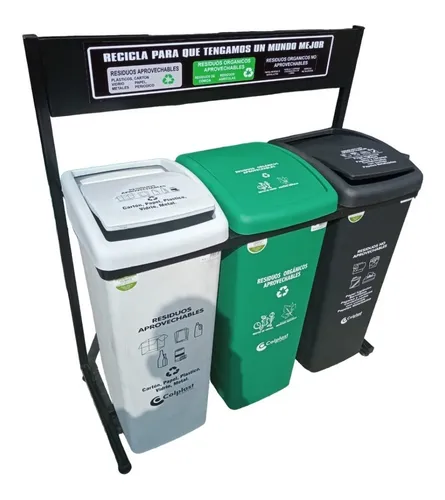 Punto Ecológico 55 Lts 3 Pts Con Estructura Obsequio Bolsas