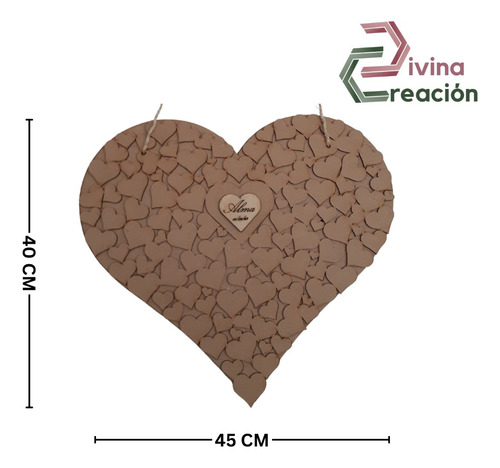 Cuadro Firma Corazón Mdf Divina Creación 40x45 Cm