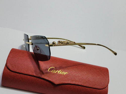 Lentes De Sol Cartier Gold Mica Negra Con Estuche