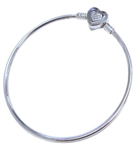 Pulsera Plata 925 Cierre Circones Corazón Rigida