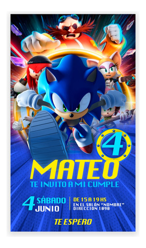 Invitación Digital Sonic Tarjeta Virtual Personalizada