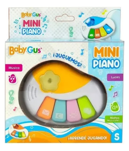 Mini Piano Baby Gus 4 Teclas Con Luz Y Sonido Naranja/blanco Color Blanco Naranja