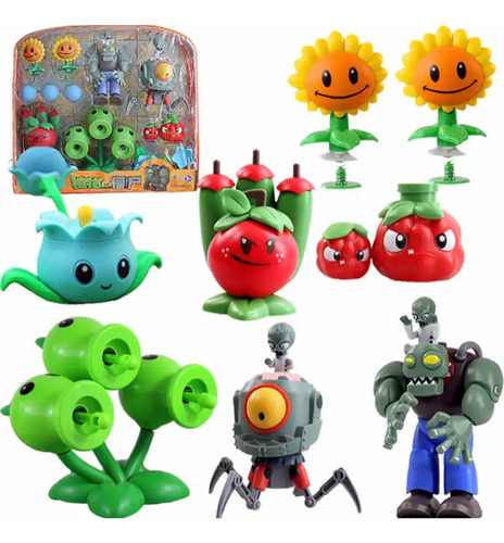 Set Juguetes 8 Figuras Plantas Vs Zombie Interactiva Guiso