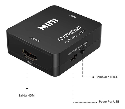 Imagen 6 de 7 de Convertidor Adaptador Rca Vga A Hdmi 1080p De Audio Y Video