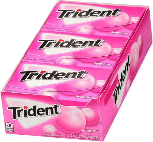 Chicle Trident Chicle Sin AzĂșcar, Hecho Con Xilitol, 12 Paqu
