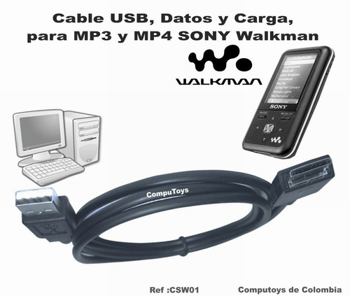 Imagen 1 de 6 de Zcsw01 Mp3-mp4 Sony Walkman Cable Usb, Datos Computoys