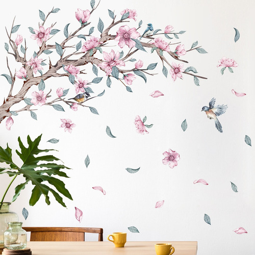 Adhesivos De Pared J Fresh Branches Con Pájaros Y Flores Par