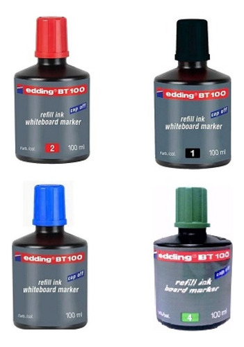 Kit X4 Tintas Para Marcador Borrable Bt-100 4 Colores Edding