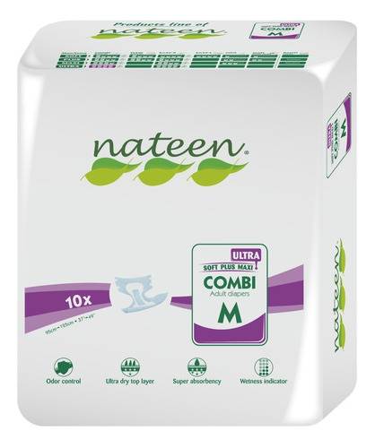 Pañales para adultos Nateen Premium Ultra Mediano x 10 u