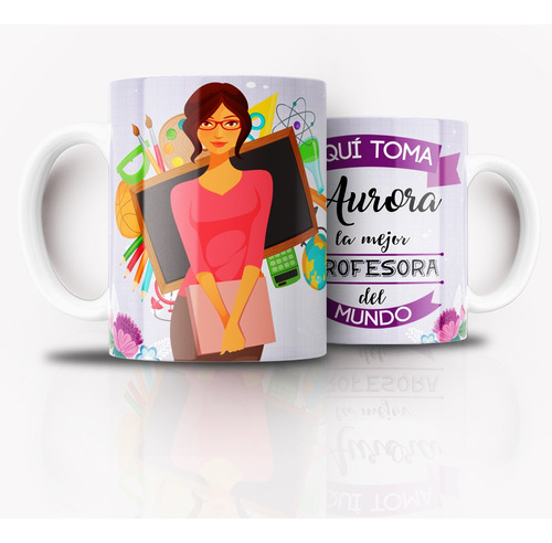 Tazón Taza Personalizada Día Del Profesor (nombre Mujer)