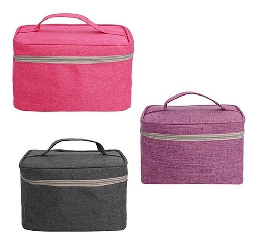 Cosmetiquera En Forma Rectangular. Color Rosa Chicle