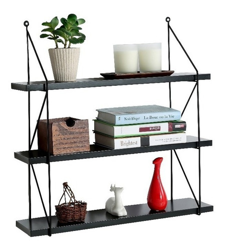 Repisa Estante Flotante Para Pared 3 Niveles - Mdf Y Metal
