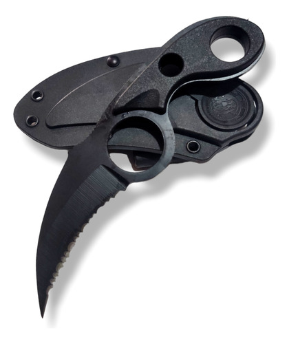 Kerambit Black Row Dentado Funda Tipo Kydex Colgante 