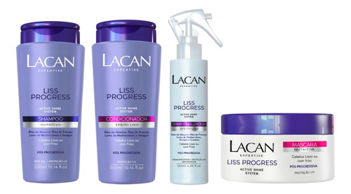 Kit Lacan Liss Progress Shampoo Condicionador Spray Mascara