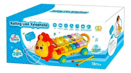 Xilofón Juguete Didáctico Goodway León Arrastre Luz Y Sonido