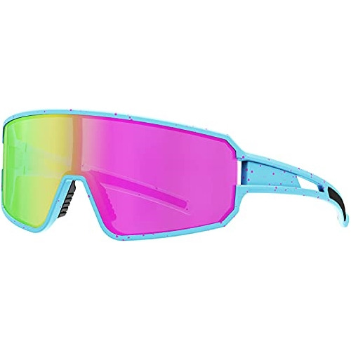 Lentes Deportivo De Ciclismo Polarizados Color Azul  Y Rosa