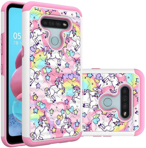 Funda Para LG K51, Unicornio/rosa/resistente/rigida