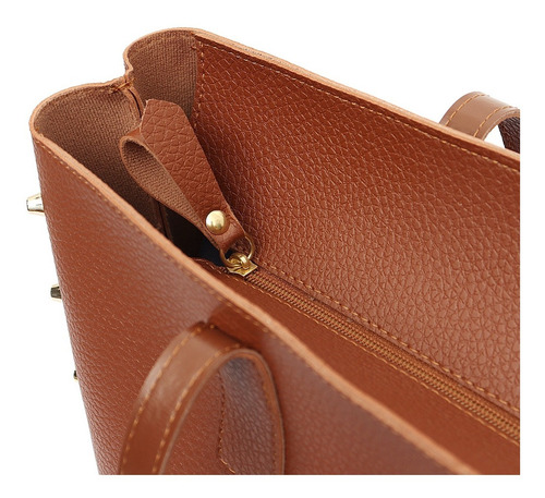 Imagem 6 de 9 de Bolsa Feminina Couro Ecológico Estilo Sacola + Porta Oculos