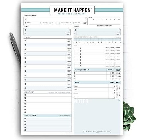 Daily Planner Notepad To Do Schedule- 50 Tear Off B8mna