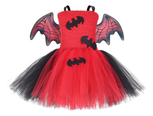 Vestido De Malla De Bateo Para Niñas Estilo Halloween