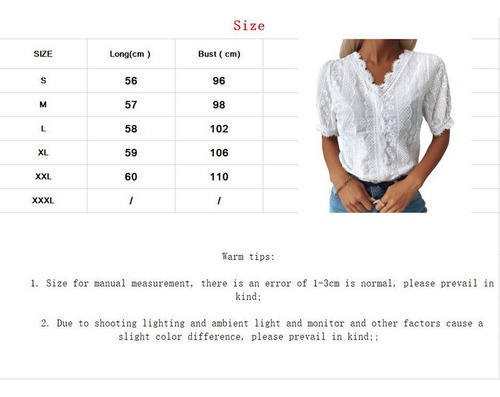 Blusa De Verano Con Cuello En V De Encaje De Manga Corta Par
