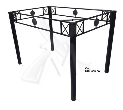 Imagen 2 de 3 de Mesa 120x80 + 4 Sillas De Hierro + Base Con Soles Ja5