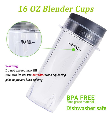 Vasos Para Reemplazo Abter P/ Nutri Ninja Bl770, Bl780 Y ...