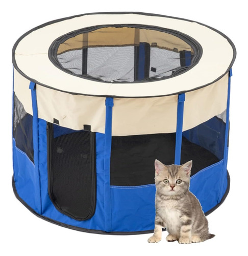 Corral Cucha Perros Gatos Tela Oxford 110*55cm Mli Color Azul